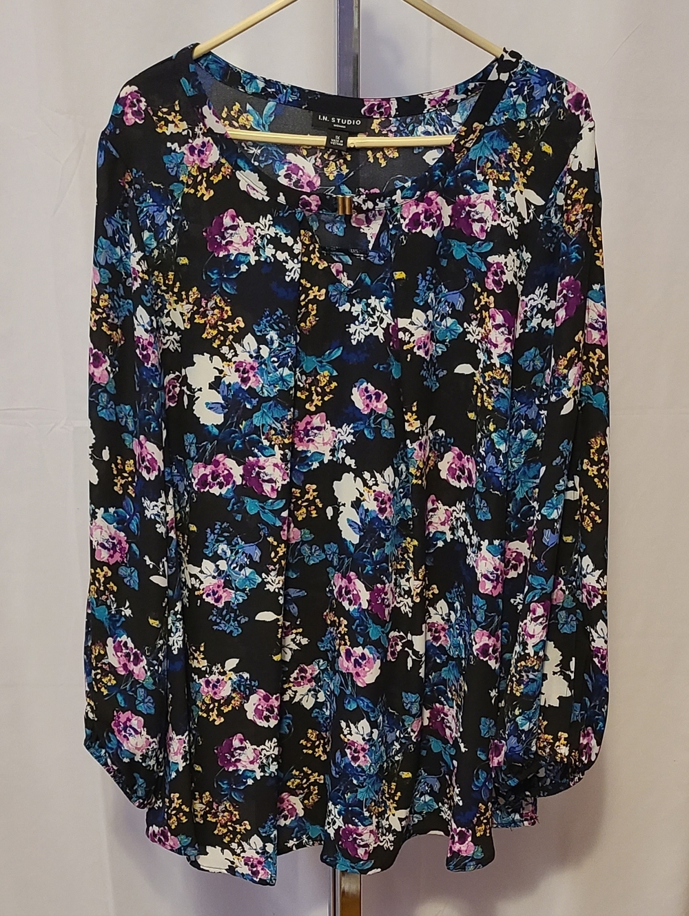 I.N. Studio Floral Cold Shoulder Top